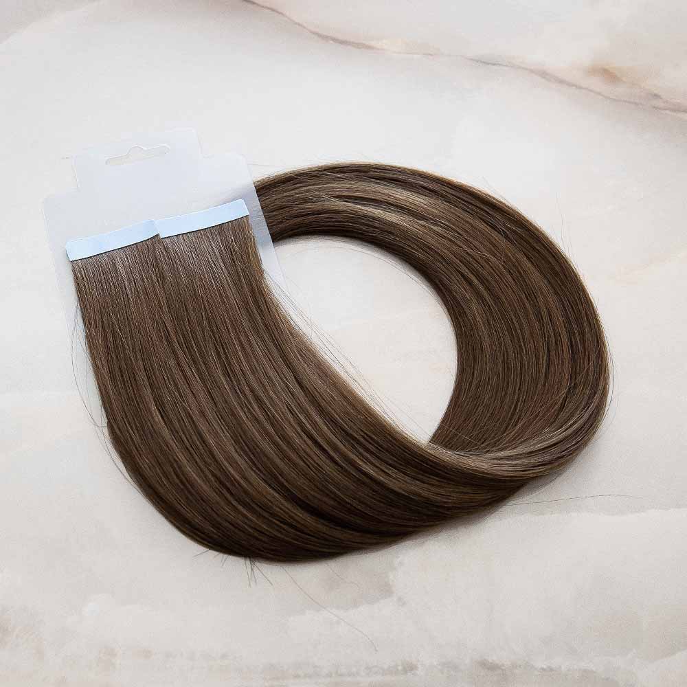 Desinas Tape Extensions schokobraun premium echthaar